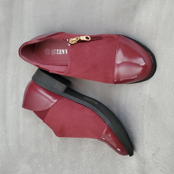 Queen ViVi Shoes - QUEEN ViVi Burgundy Patent Faux Suede Shoes EUROPEAN SIZE: 37